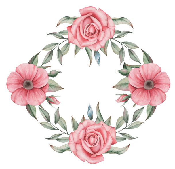 Illustration vectorielle de la charmante combinaison aquarelle de Fleurs et Feuilles, isolée sur fond blanc
 - Vecteur, image