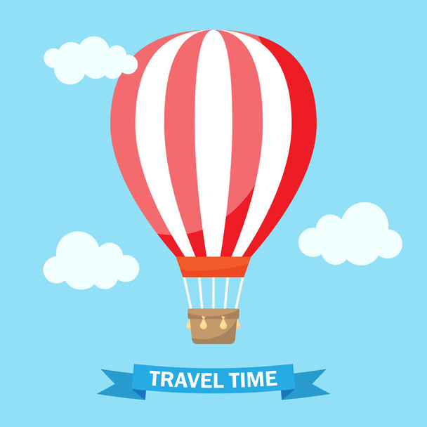 Hot Air Balloon and Clouds - Vector, imagen