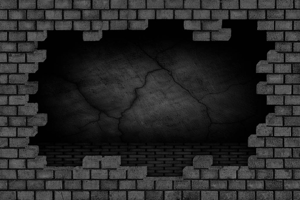 Mur en brique noire, surface en pierre ruinée, fond
 - Photo, image