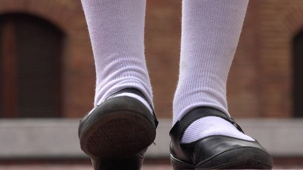 Girl Tapping Her Foot Wearing White Socks - Fotoğraf, Görsel