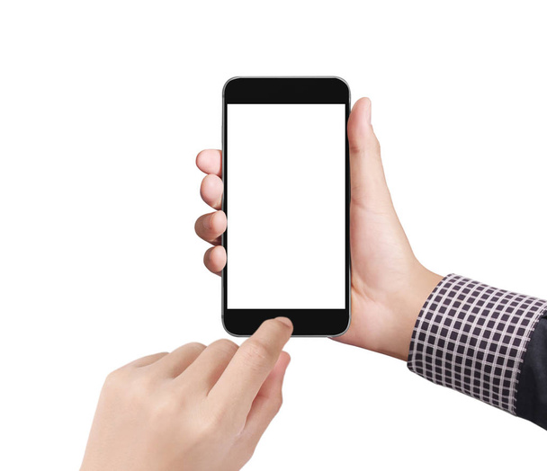 Touch screen smartphone in een hand - Foto, afbeelding