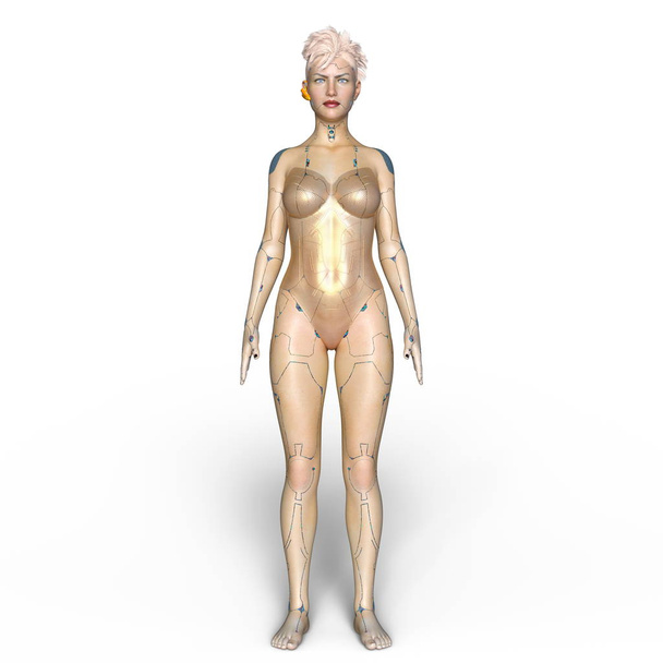 3D CG rendering of a female robot - Фото, изображение