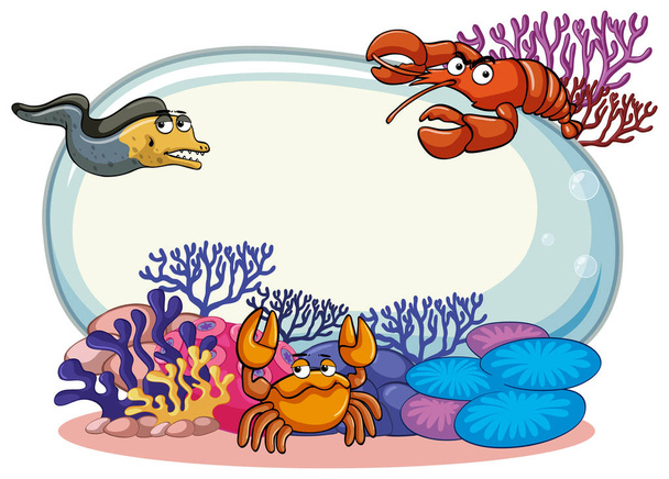 Border template with sea animals - Vector, Image