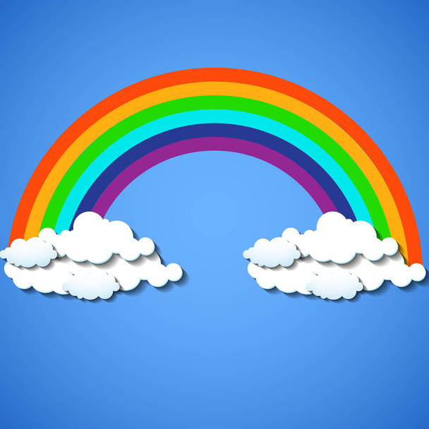 Abstract colorful rainbow with clouds. Vector illustration. Eps 10 - Vetor, Imagem