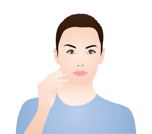 Woman Touching her Face - Vector, Image