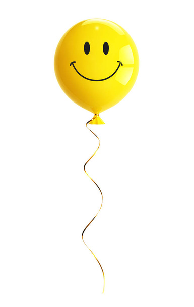 Gele ballon met glimlach gezicht - Foto, afbeelding
