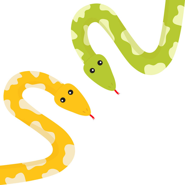 sárga és zöld python kígyók - Vektor, kép