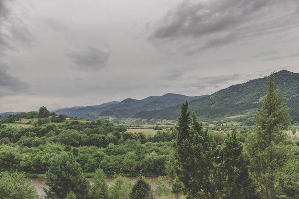 Glade  in the Carpathian mountains on - Zdjęcie, obraz