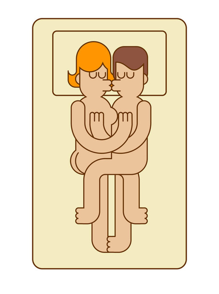 Guy and girl sex. Lovers kiss and hug. Gentle passion. Hugs sexy - Vector, imagen