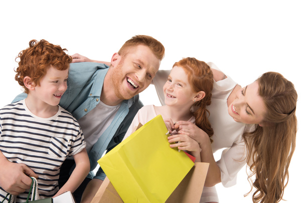 happy family with shopping bags - Photo, Image