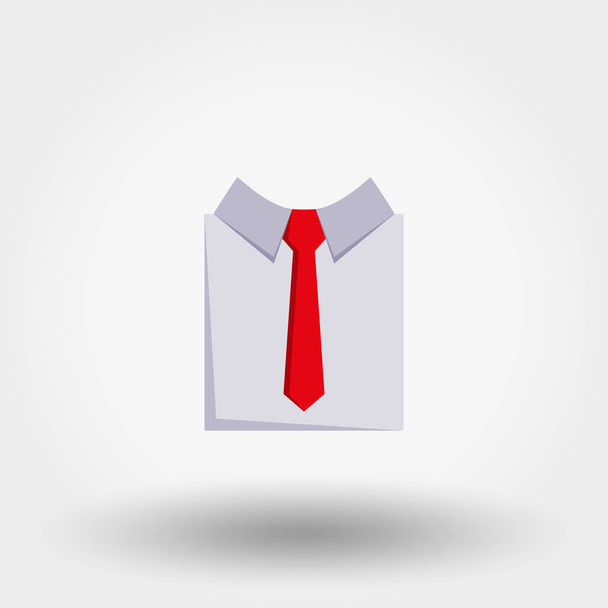 Shirt with red nectie. Flat icon. - Vector, Image