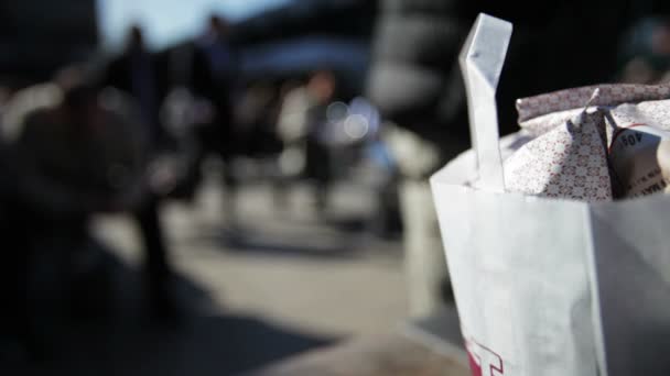 Kopierraum: Lunchpakete im städtischen Picknickbereich - Filmmaterial, Video