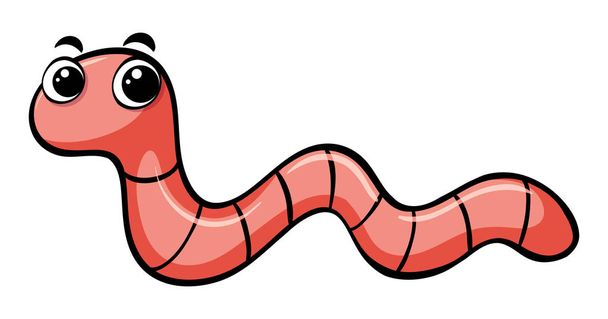 Worm crawling on white background - Vector, Image