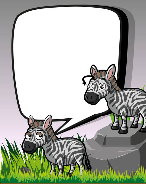 Hintergrundvorlage mit Zebras im Feld - Vektor, Bild