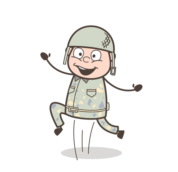 Caricature Cadet joyeux saut dans le vecteur d'excitation
 - Vecteur, image