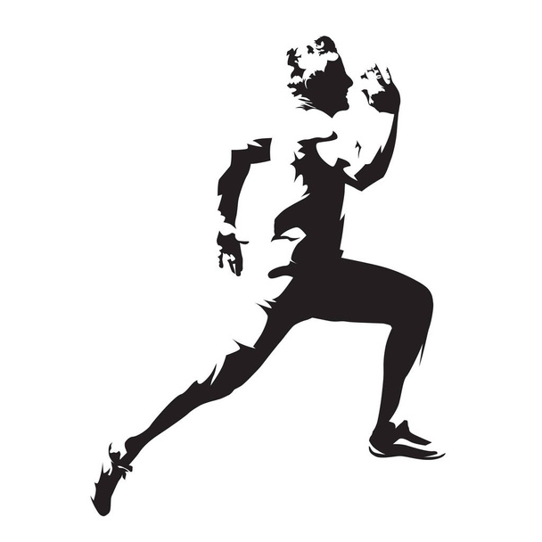 Perfil de hombre corriendo, silueta vectorial abstracta, vista lateral
 - Vector, imagen