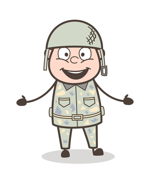 Γελοιογραφία άνθρωπος ευτυχισμένος στρατού παρουσιάζοντας εικονογράφηση διάνυσμα - Διάνυσμα, εικόνα
