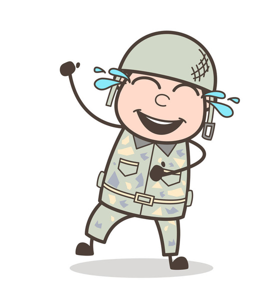 Kreslený smát legrační Army muž vektorové ilustrace - Vektor, obrázek
