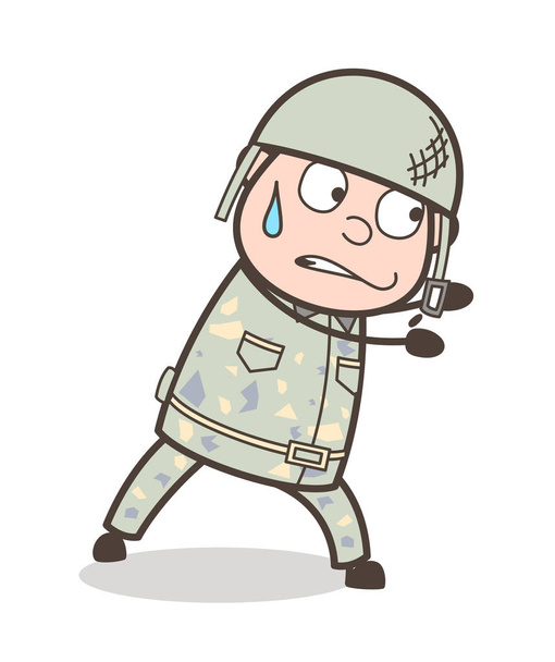 Γελοιογραφία άνθρωπος Στρατού πιέζει πόζα εικονογράφηση διάνυσμα - Διάνυσμα, εικόνα