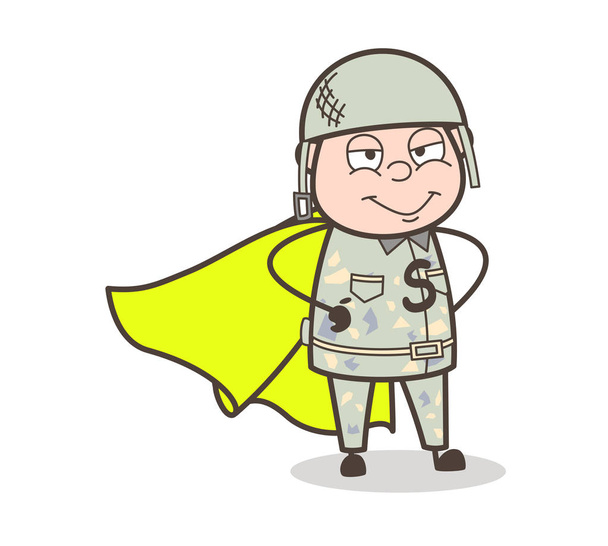 Γελοιογραφία σούπερ διασώστης στρατός άνθρωπος εικονογράφηση φορέα - Διάνυσμα, εικόνα