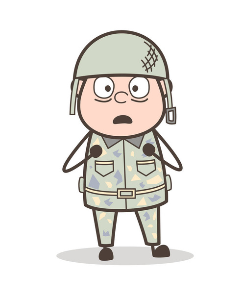 Γελοιογραφία έντρομη πρόσωπο έκφραση της εικονογράφηση διάνυσμα άνθρωπος Στρατού - Διάνυσμα, εικόνα