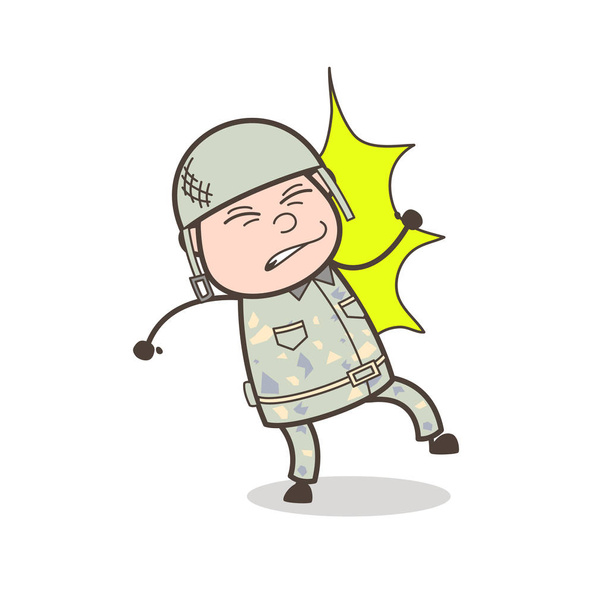 Cartoon Cadet Got Hurt by Hit Vector Illustration - Vector, Image