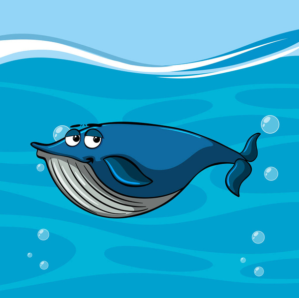 Baleine bleue nage sous la mer
 - Vecteur, image