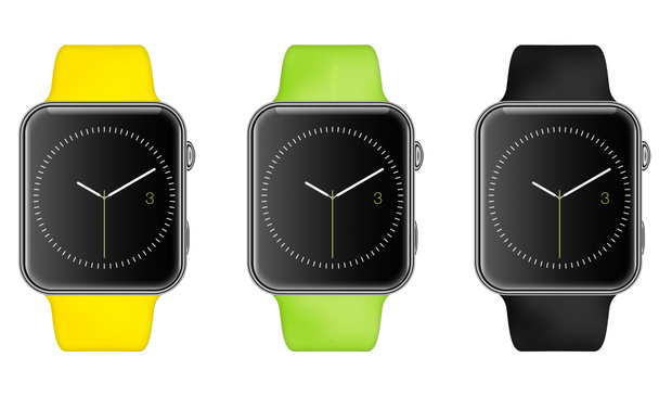Ilustración colorida de moda del reloj inteligente de aluminio con la hora del espectáculo de interfaz Smartwatch
 - Foto, imagen