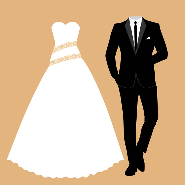 Svatební šaty a oblek. - Vektor, obrázek