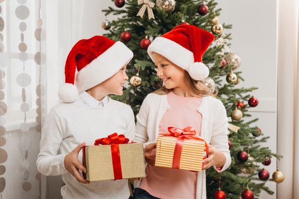adorable kids with gift boxes - Photo, Image