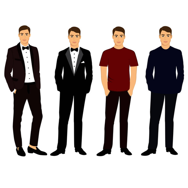 Collection. Men's Clothing. Wedding men's suit, tuxedo. - Vector, Image