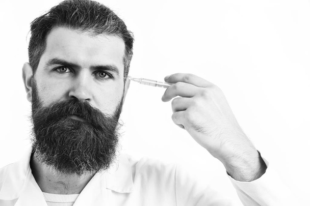 Bearded brutal caucasian doctor or postgraduate student - Foto, Imagem