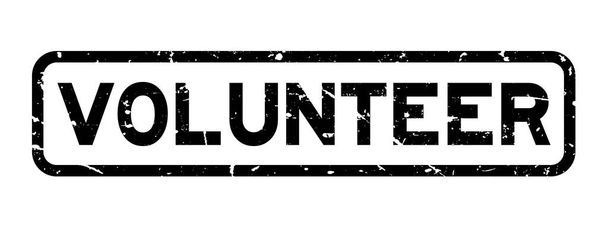 Grunge fekete önkéntes négyzetes gumi pecsét pecsét fehér háttér - Vektor, kép
