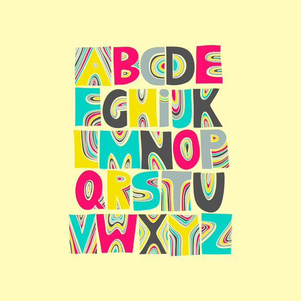 Vintage capital hand drawn colorful font - Διάνυσμα, εικόνα