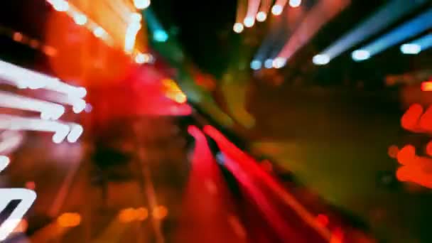 hareket kentsel sahne trafik yolda büyük bir gece karanlığında durdurmak barcelona, İspanya - Video, Çekim