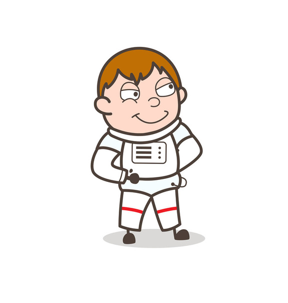 Kosmonauta kreskówka uśmiechnięta twarz wektor ilustracja - Wektor, obraz