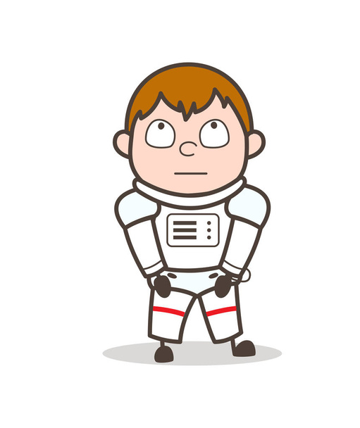 Illustration vectorielle d'expression de visage de pensée de cosmonaute innocente de bande dessinée
 - Vecteur, image