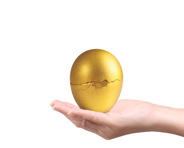 Empresario sosteniendo huevos de oro
 - Foto, Imagen