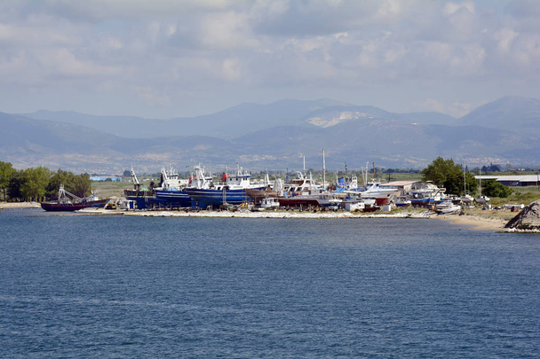 ギリシャ、タソス島埠頭します。 - 写真・画像