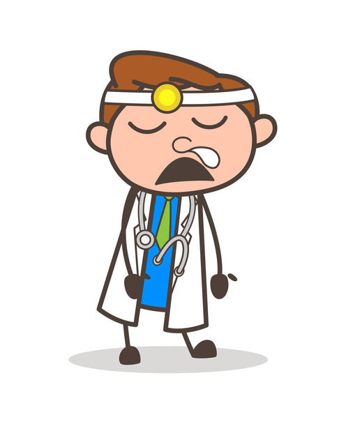 Cartoon Funny Doctor Running Nose Expression Vector Illustration - Вектор, зображення