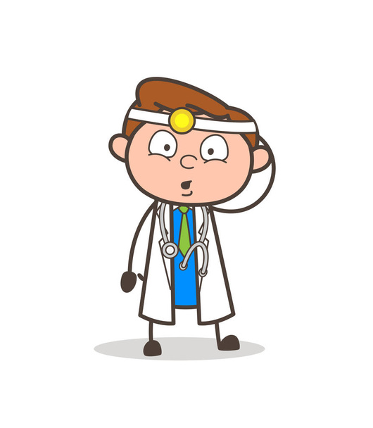 Γελοιογραφία γιατρός συγκλονισμένος έκφραση διανυσματικά εικονογράφηση - Διάνυσμα, εικόνα