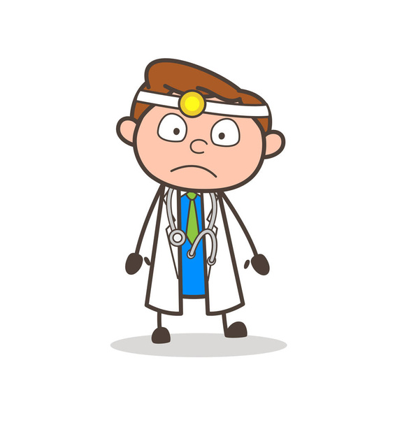 Cartoon Doctor Shocking Face Expression Vector Illustration - Vetor, Imagem