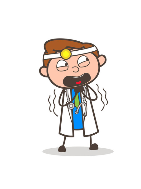 Kreskówka lekarz drżenie w ilustracji wektorowych strach - Wektor, obraz