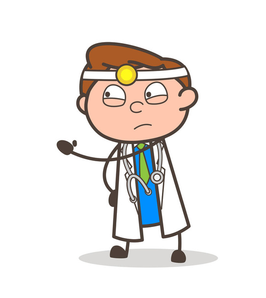 Cartoon Doctor Showing Slap Vector Illustration - Vector, Image