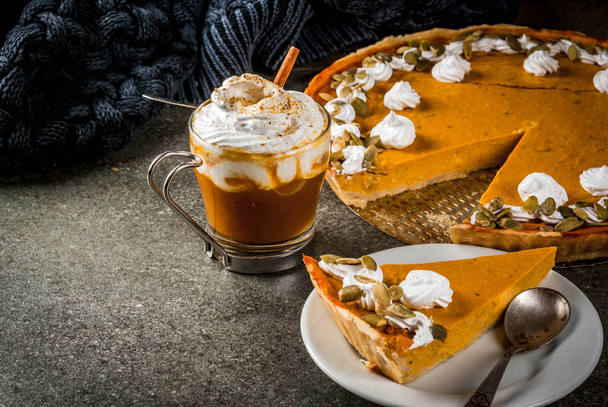 Pumpkin pie, tartlets and latte - Photo, Image