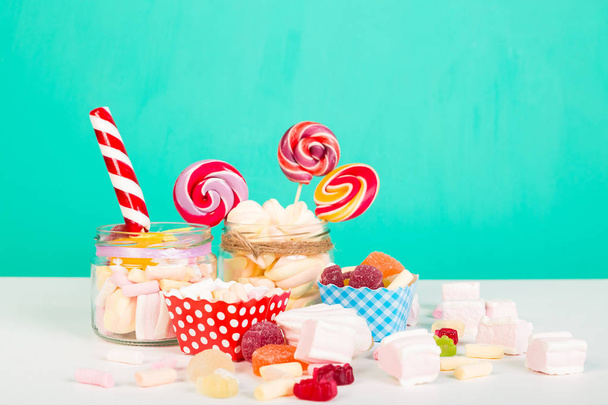 Sweet marshmallows with lollipop - Photo, Image