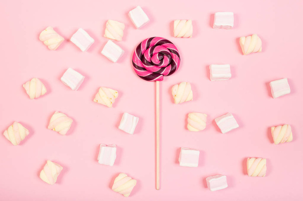Sweet marshmallows with lollipop - Fotografie, Obrázek
