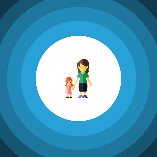 Isolated Gril Flat Icon. Mother Vector Element Can Be Used For Mother, Son, Family Design Concept. - Vector, Image