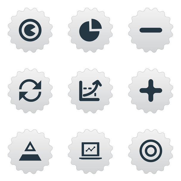Vector Illustration Set Of Simple Diagram Icons. Elements Coordinate Axis, Pie Bar, Refresh And Other Synonyms Refresh, Segment And Add. - Vector, Image