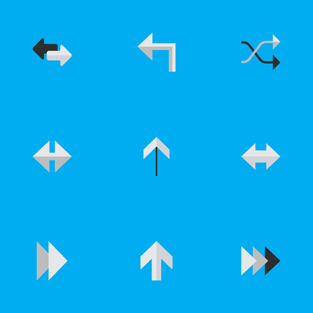 Vector Illustration Set Of Simple Pointer Icons. Elements Upwards, Everyway, Chaotically And Other Synonyms Next, Ahead And Up. - Vector, Image